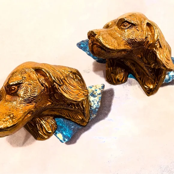 Bronze Heads Of Two Dogs Mid Century Modern Metal Arts